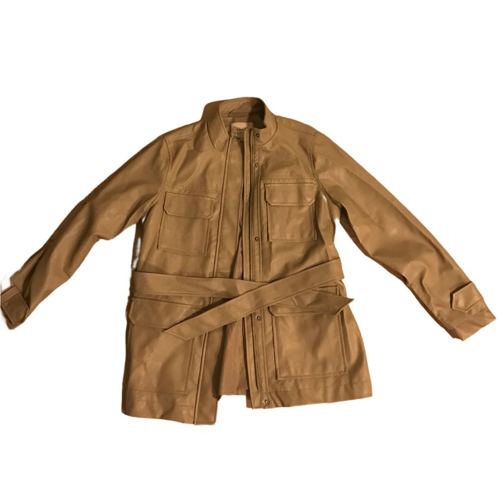 Women's Coat Faux Leather Tan